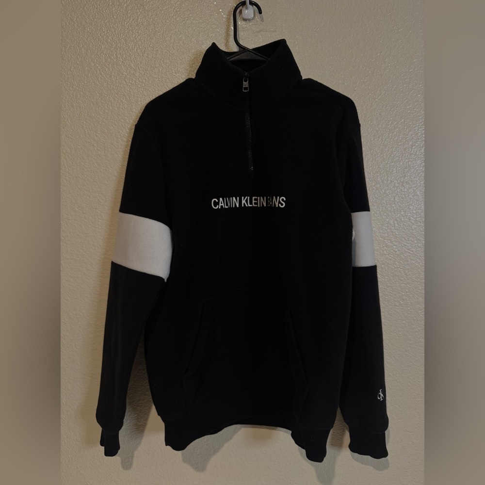 Calvin Klein Men's Black Sweater with White Accents